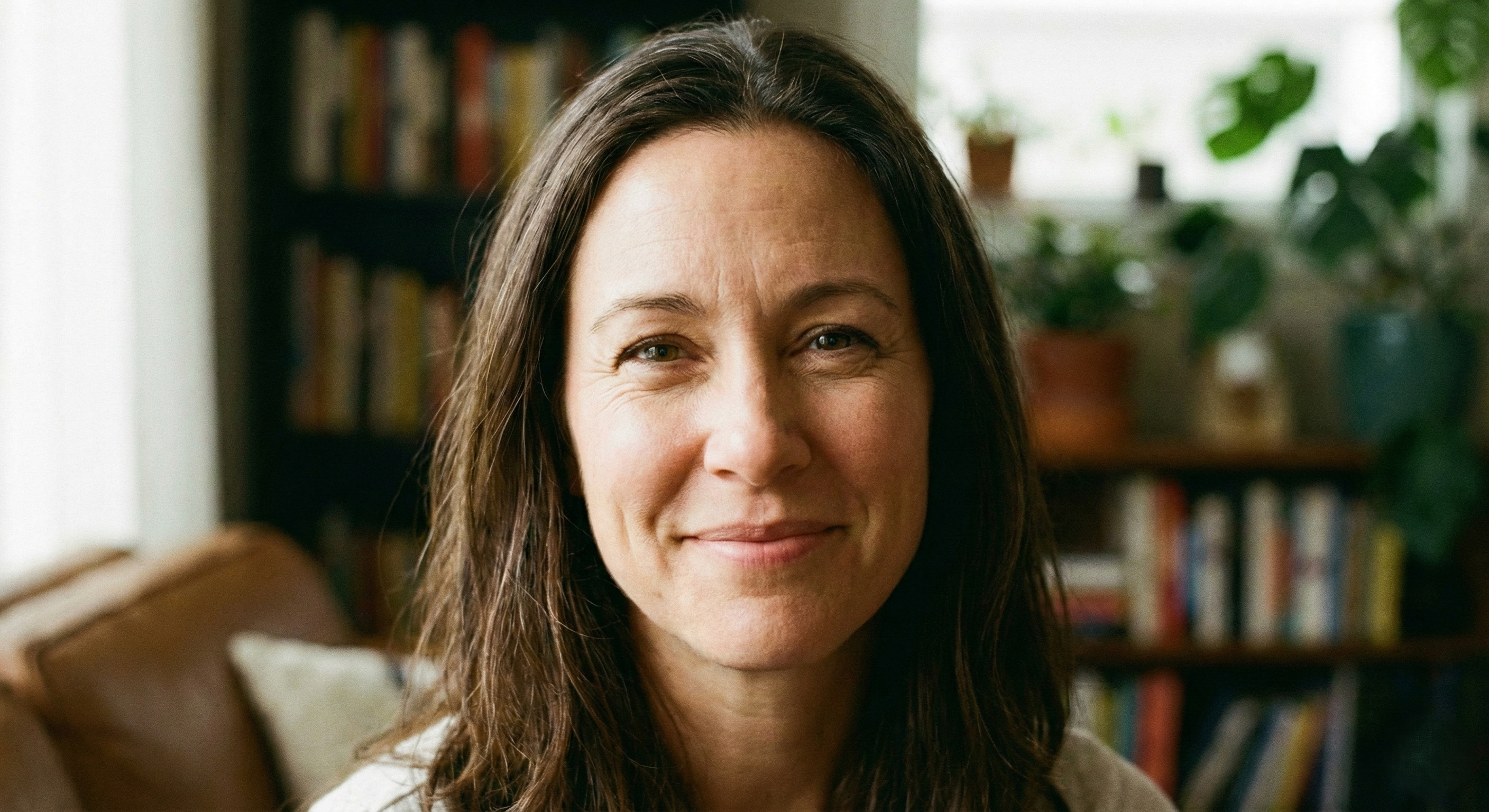 Mujer mirando serena y segura de sí misma luego de vivir un proceso de crecimiento pos traumático